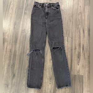 Abercrombie & Fitch Black Straight Leg Jeans with Knee Rips